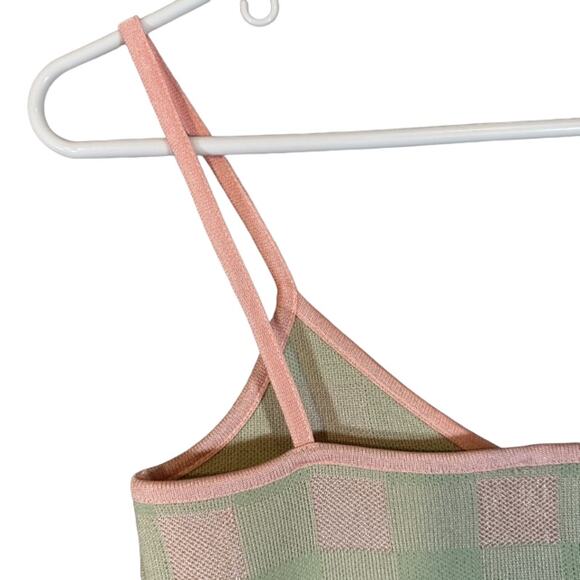 Zara Pink & Green Plaid Colorful Square Pattern Sleeveless Crop Top Women Sz S - Picture 7 of 7